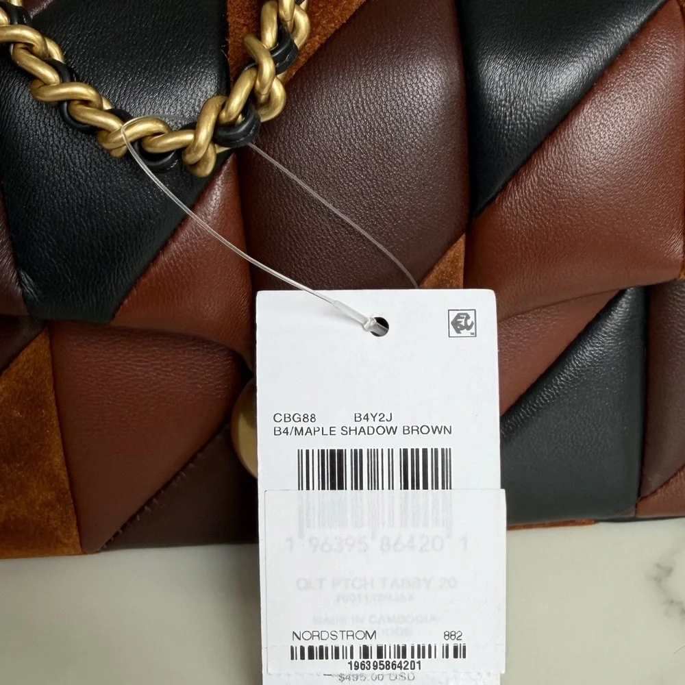 NWT Coach Tabby Shoulder Bag 20 With Patchwork Quilting Maple Shadow Brown CBG88 - Picture 11 of 15